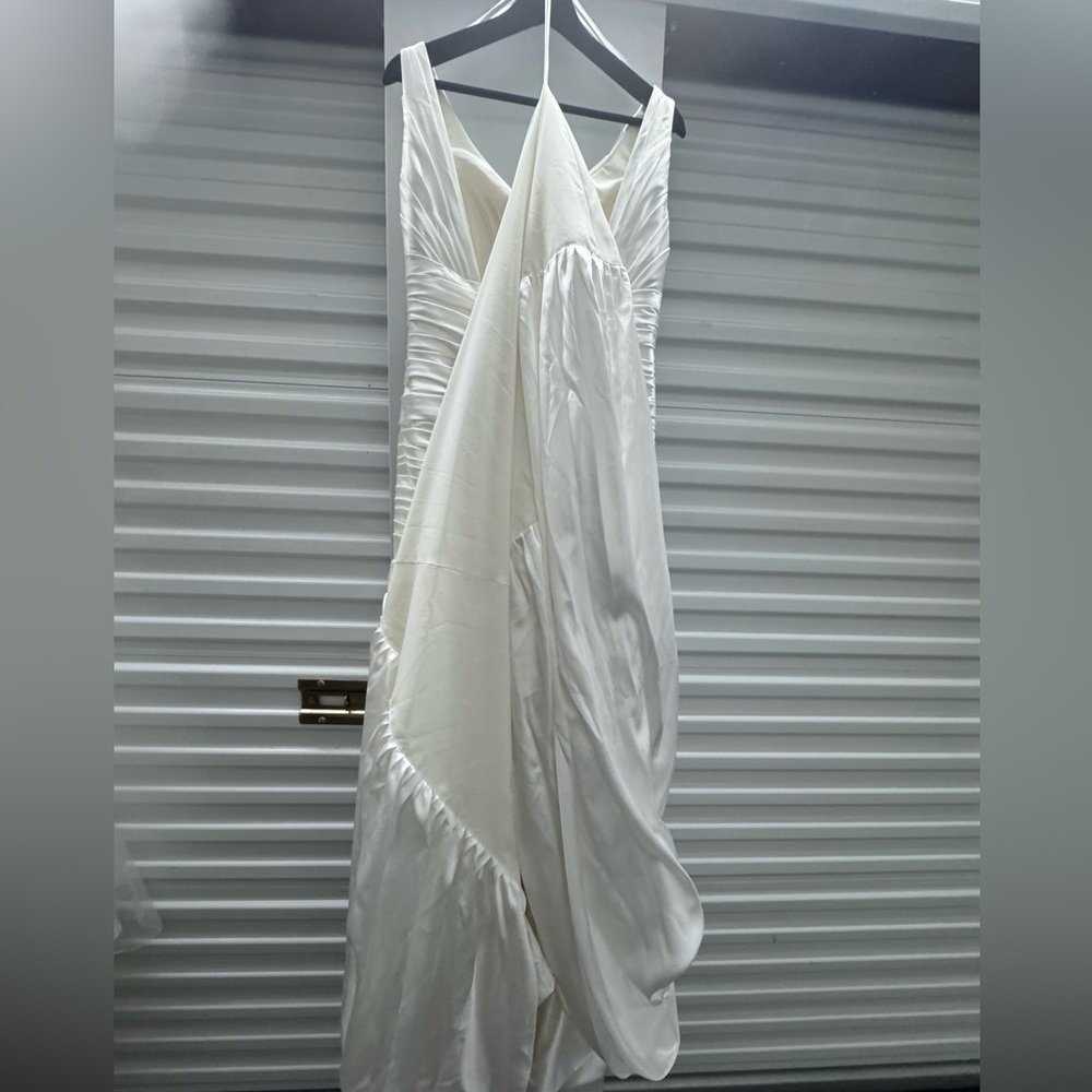 Madison Collection Ivory Satin Wedding Gown – Style 5519 – Size 8 – Corset Back - Picture 3 of 15